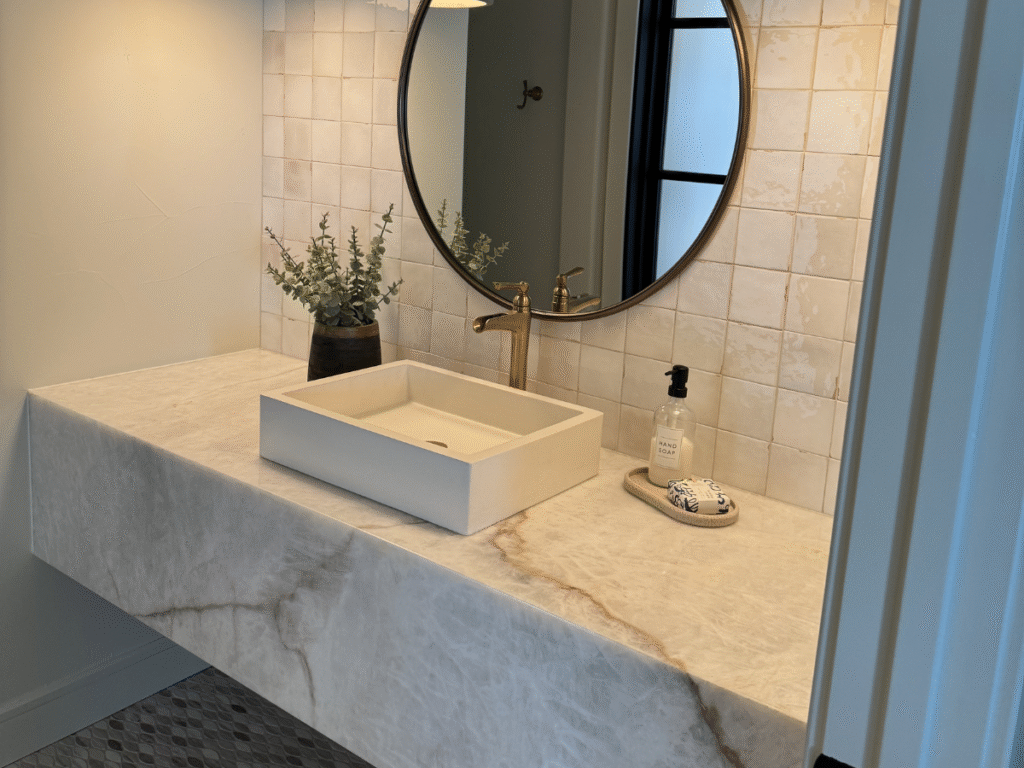 Custom bathroom countertops in a Southlake or Colleyville TX primary bathroom