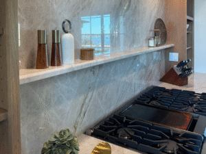 Custom stone countertops in a Southlake TX kitchen ready for fall entertaining