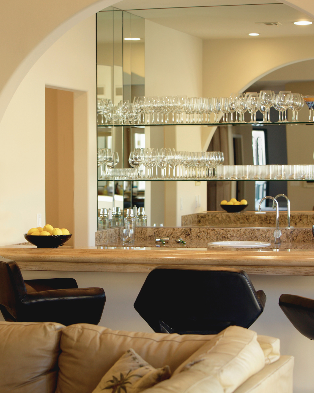 Southlake wet bar countertops in a luxury home bar